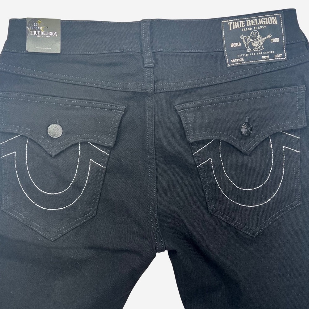 True Religion Rocco Relaxed Skinny Jeans Mens 32x32 Black Flap Pocket 105707
